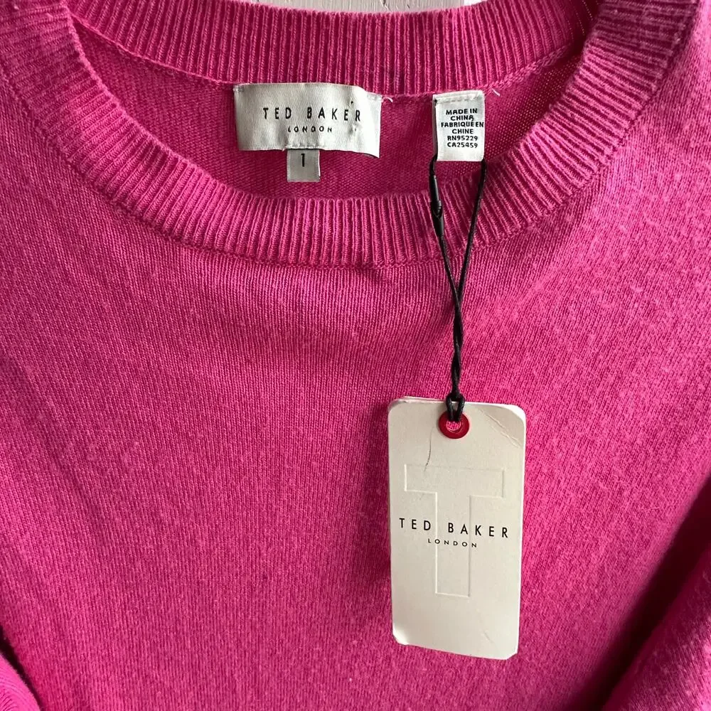 Ted Baker Essya Slouchy Tie Front Knit Midi Dress Cashmere Blend NWT